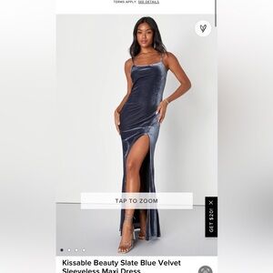 lulus velvet slate blue dress